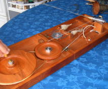 a small 'notebook' charkha, that can be folded up and carried like a small briefcase