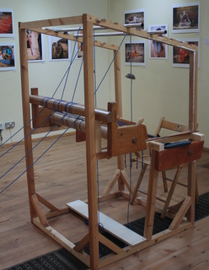 ...and, finally, this one was part of an exhibition I curated with a photographer in St John's Church in Notting Hill for their annual Mayfest (2013) - it was titled "Threads of Sound" as it was built in response to their resident pipe organ, which, funnily enough, are constructed fairly similarly to looms as it turns out. So it is part loom part pipe organ (you can't see the pipe organ bit in the pic, although it is the blue rope you have to pull on to make a sound - it was very DIY, made out of old plumbing tubes.)