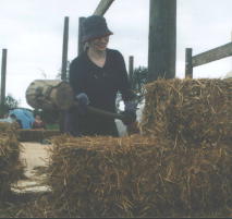 The ‘persuader’: another home-made tool, this time for gently persuading bales into the position you want