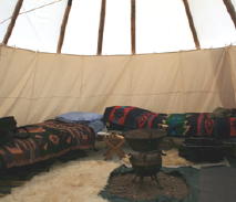 The interiors of tipis can be comfortable and cozy