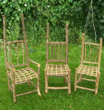 stick chairs - more rough and ready than the ladderback above, but perfectly functional nonetheless