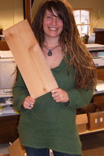 Lowimpact.org's very own Katrina modelling a cedar shingle