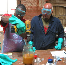 Mixing a small batch of oil, alcohol and lye