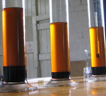 Glycerine and biodiesel separated after a small-batch reaction