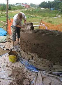 Building a cob wall mud pie style