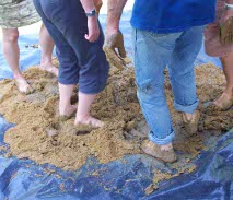 Mixing the clay and sand