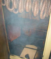 Bratwurst rings during smoking