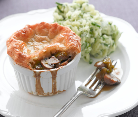 Ale & mushroom puff pastry pie.