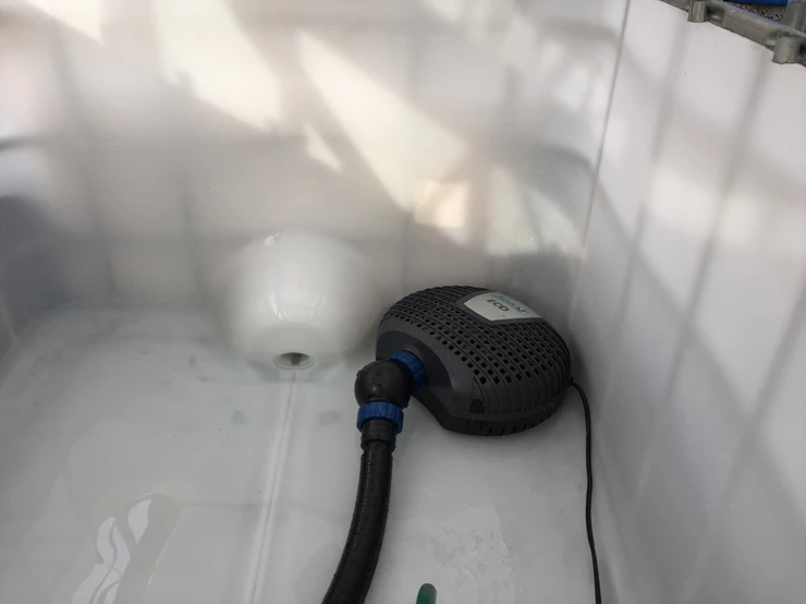 The pump for the DIY aquaponics greenhouse