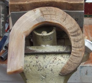 The shaped ram's horn, with a straight side and curved in cross-section
