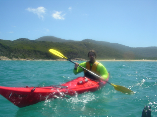 Canoeing in a kayak is off the coast of Australia canoes10