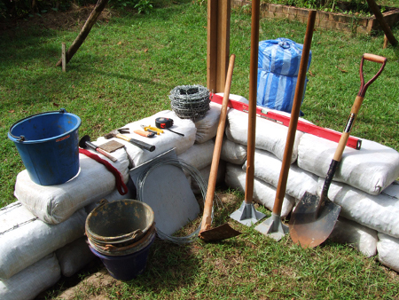The tools needed for earthbag building are very low-tech earthbag7