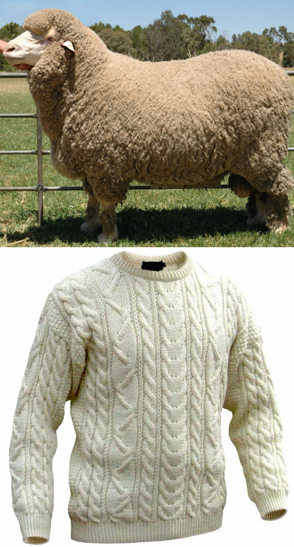 A lovely hand-knitted example of low-impact clothing merino-sheep-jumper
