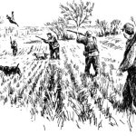 The Shoot by Gordon Allen depicting a hunting party pheasant shooting